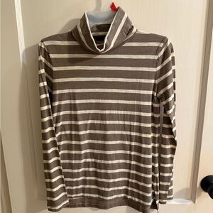 Madewell Brown and Cream Striped Turtleneck shirt